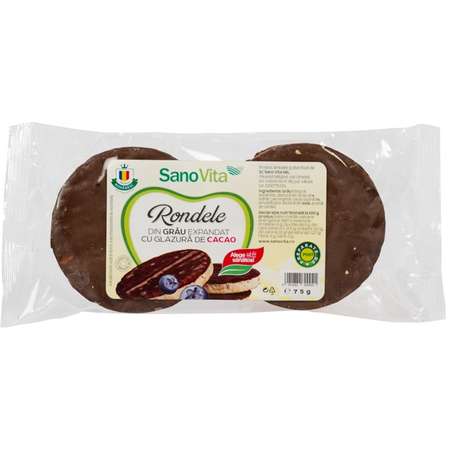 Rondele Sanovita grau cu glazura de cacao 75 grame
