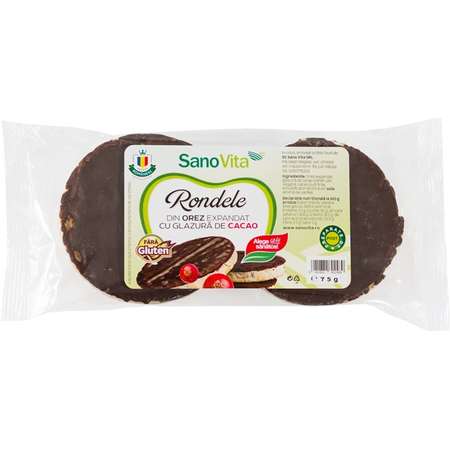 Rondele Sanovita orez cu glazura de cacao 75 grame