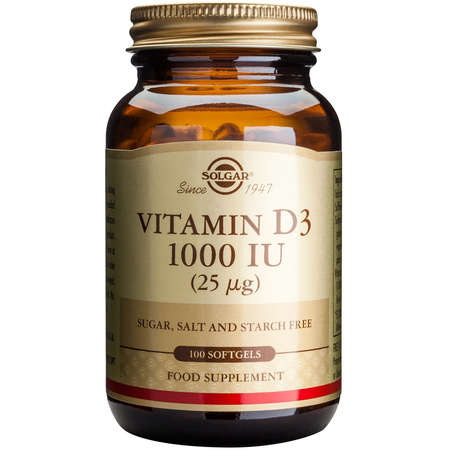 Vitamin D3, 1000ui (25 µg), Solgar 100 Capsule