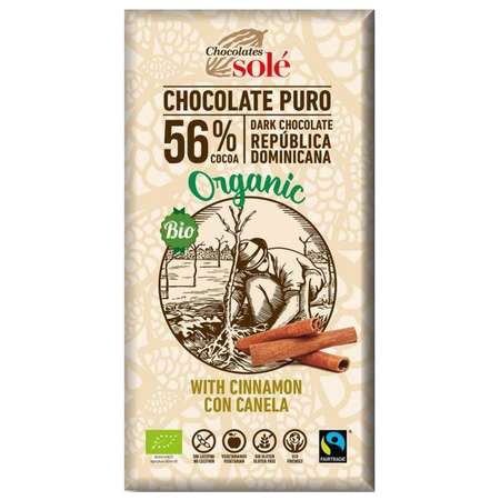 Ciocolata neagra BIO cu scortisoara Chocolates Sole 100 grame