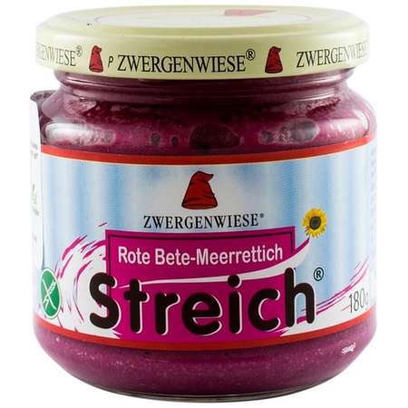 Crema tartinabila BIO vegetala Zwergenwiese cu Sfecla rosie si Hrean 180 grame