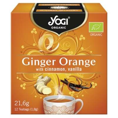Ceai Bio Yogi Tea cu portocale, ghimbir, scortisoara si vanilie 12 plicuri 21.6 grame