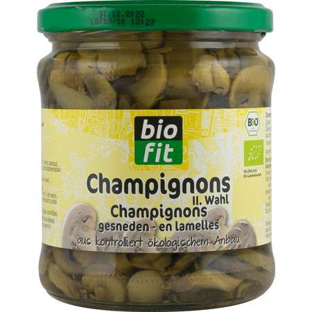 Ciuperci Champignons taiate Bio Fit 330 grame / 170 grame fara lichid