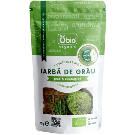 Iarba de Grau Pulbere Eco Obio 125 grame