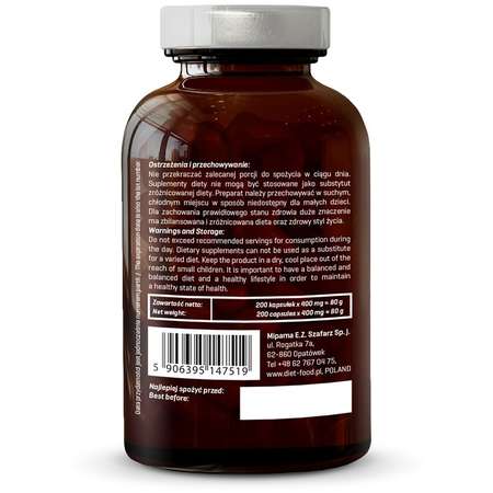 Turmeric Bio Diet-Food 200 capsule x 400mg 80 grame