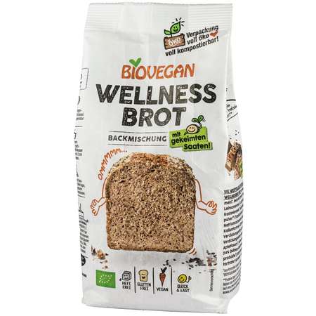 Premix bio pentru paine Wellness, fara gluten Biovegan 320 grame