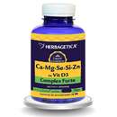 Supliment Alimentar HERBAGETICA Ca+Mg+Se+Si+Zn Organice cu D3 30 Capsule
