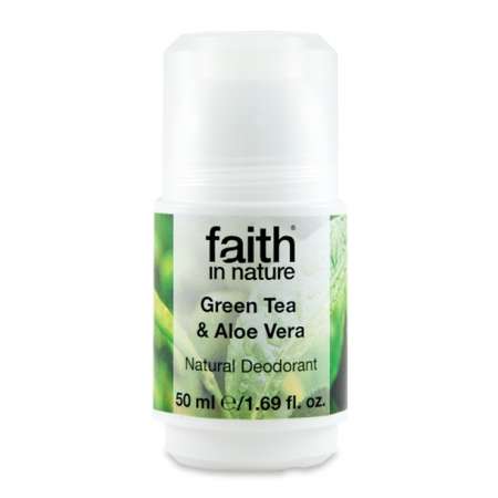 Deodorant Roll-On Natural cu Ceai Verde si Aloe Vera, Faith in Nature 50 ml