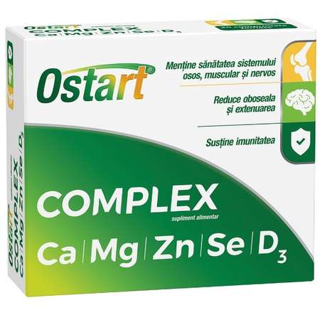 Supliment Alimentar FITERMAN PHARMA Ostart Complex Ca + Mg + Zn + Se + D3 20 Comprimate