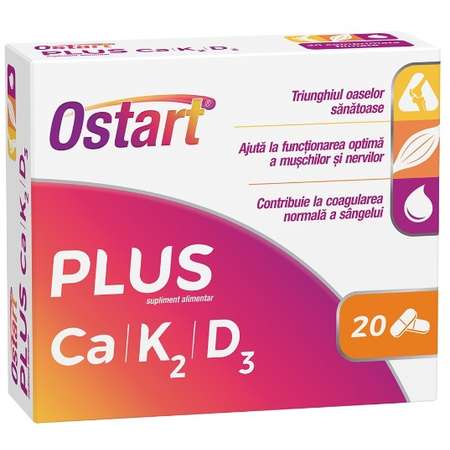 Supliment Alimentar FITERMAN PHARMA Ostart Plus Ca + K2 + D3 20 Comprimate