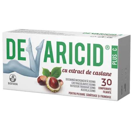 Supliment Alimentar BIOFARM Devaricid Plus C cu Extract de Castane 30 Comprimate