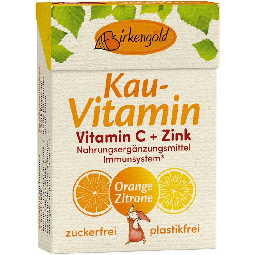 Birkengold Bomboane masticabile cu xylitol, vitamina C si Zinc 28g ebio.ro